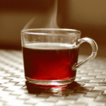 Cup of tea steaming.